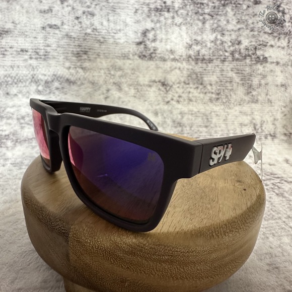 New Spy Helm Sunglasses Matte Plum Frame Happy Lens Purple Mirror 57-18-140 - Picture 5 of 13